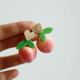 Sweet Foam Peach Pendant Set DIY Hairpin Earrings 10pcs
