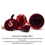 Rose Ring Box Wedding Ceremony Necklaces Bearer Case Jewelry Holder