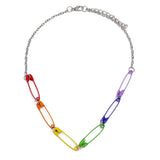 Sindlan Funny Metal Pin Pendant Necklace for Women EDGY Punk Rainbow