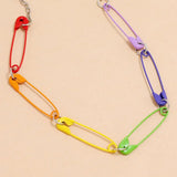 Sindlan Funny Metal Pin Pendant Necklace for Women EDGY Punk Rainbow