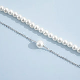 Sindlan 2Pcs Boho Silver Chain Pearl Anklet Bracelet Geometric Sandals Jewelry