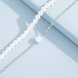 Sindlan 2Pcs Boho Silver Chain Pearl Anklet Bracelet Geometric Sandals Jewelry