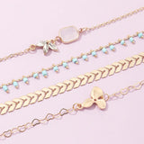 Sindlan 4Pcs Boho Clover Anklets for Women