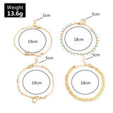 Sindlan 4Pcs Boho Clover Anklets for Women