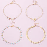 Sindlan 4Pcs Boho Clover Anklets for Women