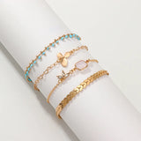 Sindlan 4Pcs Boho Clover Anklets for Women