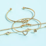 Sindlan 4Pcs Crystal Heart Chains Bracelets for Women Geometric Jewelry Set