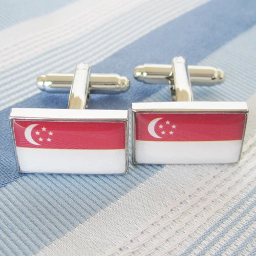 Singapore Flag Cufflink 1 Pair Retail Promotion