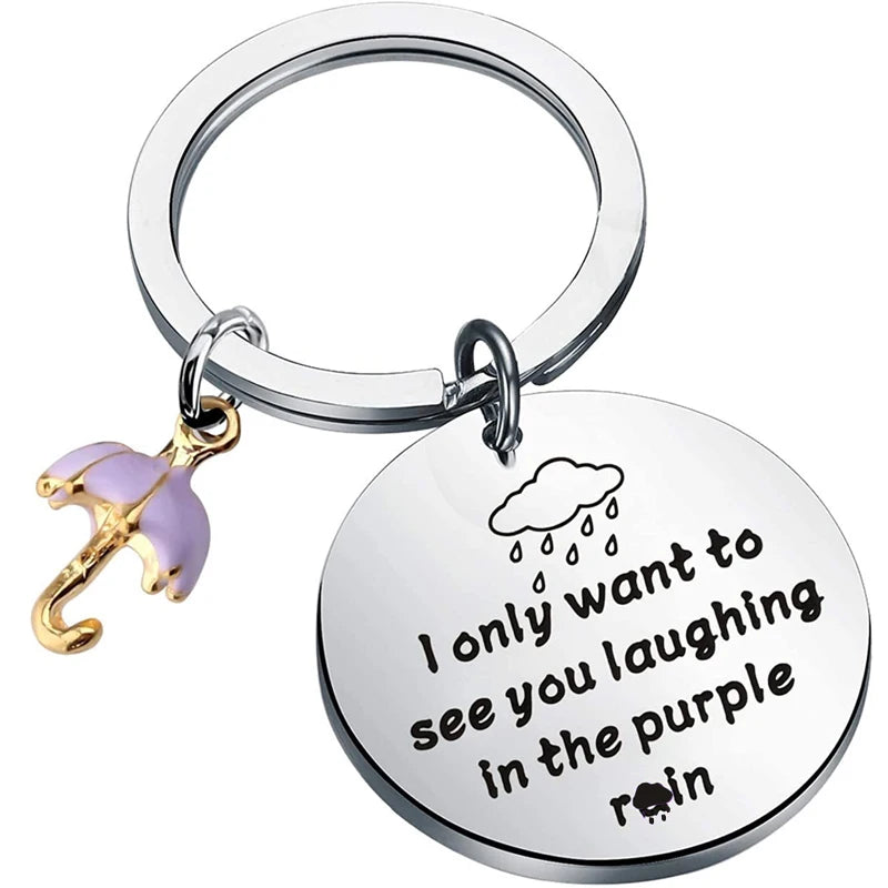 Prince Fans Jewelry The Purple Umbrella Keychain Song Lyrics Inspired Key Chain