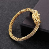 Men's Stainless Steel Dragon Layer Bangle Chain Jewelry