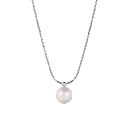 Single Big Pearl Necklace Female Neck Chain Clavicle Chain Short Sweater Chain