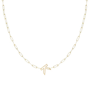 Chain Letter Necklace Initial Pendant Paper Clip Stainless Steel Jewelry