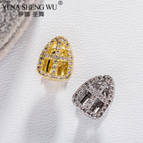 Crystal Tooth Cap Grillz Hip Hop Teeth Brace Women Men Single Cross Piercing
