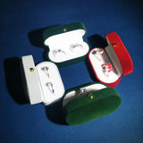 Flannel Jewelry Ring Box Double Slot Couple Rings Earrings Box