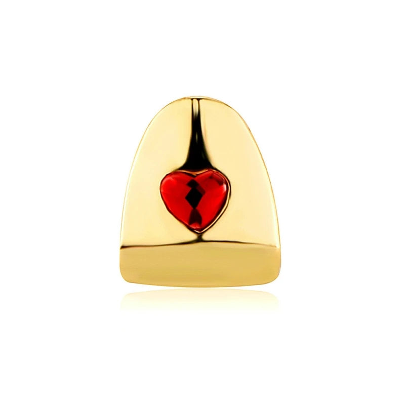 Heart Teeth Grillz For Women Men Tooth Cap Brace Crystal Piercing