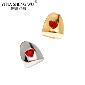 Heart Teeth Grillz For Women Men Tooth Cap Brace Crystal Piercing