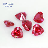 5# Red Stone Heart Shape Princess Cut Corundum Gems for Jewelry