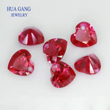 5# Red Stone Heart Shape Princess Cut Corundum Gems for Jewelry