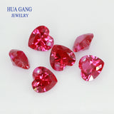 5# Red Stone Heart Shape Princess Cut Corundum Gems for Jewelry