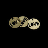 Hollow LOVE Brass Disc Earrings Necklace Pendant 0.8*14mm