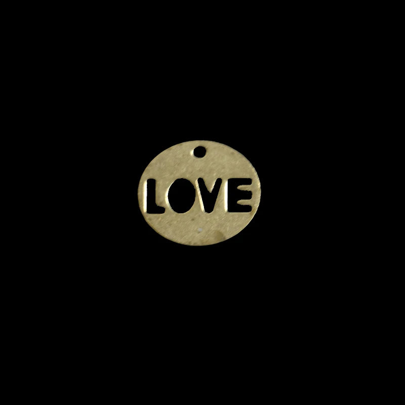 Hollow LOVE Brass Disc Earrings Necklace Pendant 0.8*14mm