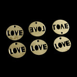 Hollow LOVE Brass Disc Earrings Necklace Pendant 0.8*14mm