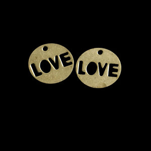 Hollow LOVE Brass Disc Earrings Necklace Pendant 0.8*14mm