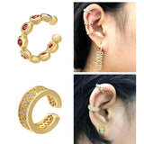 Single One Ear Clip on Earrings Cuff Star Rivet CZ Silver Jewelry