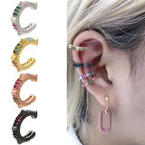 Single One Ear Clip on Earrings Cuff Star Rivet CZ Silver Jewelry