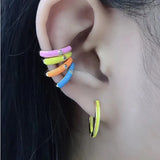 Neon Green Yellow One Ear Cuff U Clip Earrings