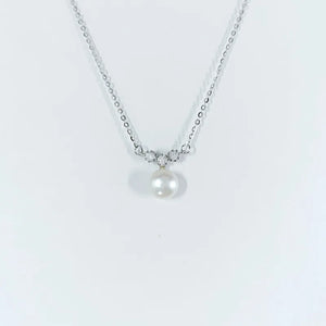 Single Pearl Necklace For Women Silver 925 Jewelry Zircon Party Neck Accessory