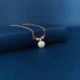 Single Pearl Necklace For Women Silver 925 Jewelry Zircon Party Neck Accessory