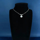 Single Pearl Necklace For Women Silver 925 Jewelry Zircon Party Neck Accessory