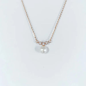 Single Pearl Necklace For Women Silver 925 Jewelry Zircon Party Neck Accessory