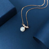 Single Pearl Necklace For Women Silver 925 Jewelry Zircon Party Neck Accessory
