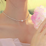 Single Pearl Pendant Silver Plated Necklace for Women