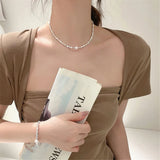 Single Pearl Pendant Silver Plated Necklace for Women