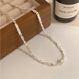 Single Pearl Pendant Silver Plated Necklace for Women