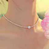 Single Pearl Pendant Silver Plated Necklace for Women