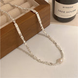 Single Pearl Pendant Silver Plated Adjustable Necklace Women Clavicle Chain