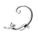 Punk Style Silver Plated Cat Post Earring Cartoon Ear Cuff