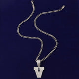 Big Zircon Baguette Pendant Hip Hop Necklace