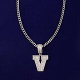 Big Zircon Baguette Pendant Hip Hop Necklace