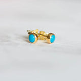925 Silver Stud Earrings Zirconia Filled Turquoise Stone Mini Earrings