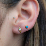 925 Silver Stud Earrings Zirconia Filled Turquoise Stone Mini Earrings