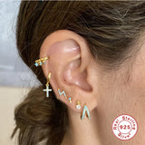 925 Silver Stud Earrings Zirconia Filled Turquoise Stone Mini Earrings