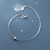Zircon Bead Bracelet 925 Sterling Silver Jewelry Thin Women's Bracelet Gift
