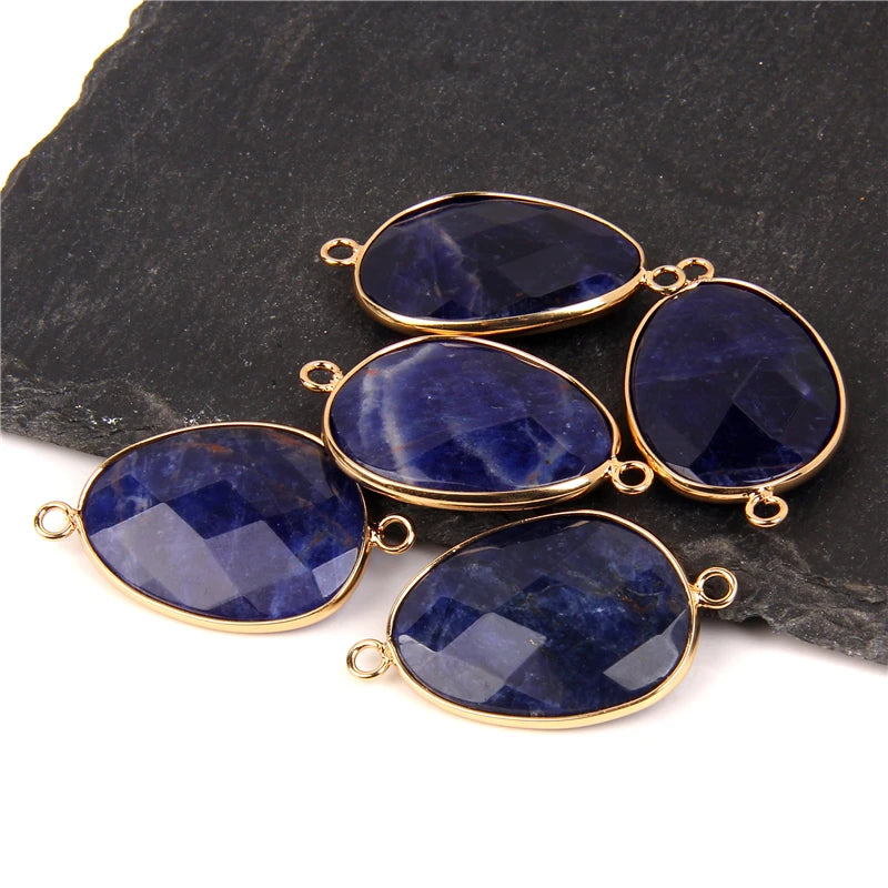 Faceted Oval Agate Stone Pendant Charms for DIY Necklaces