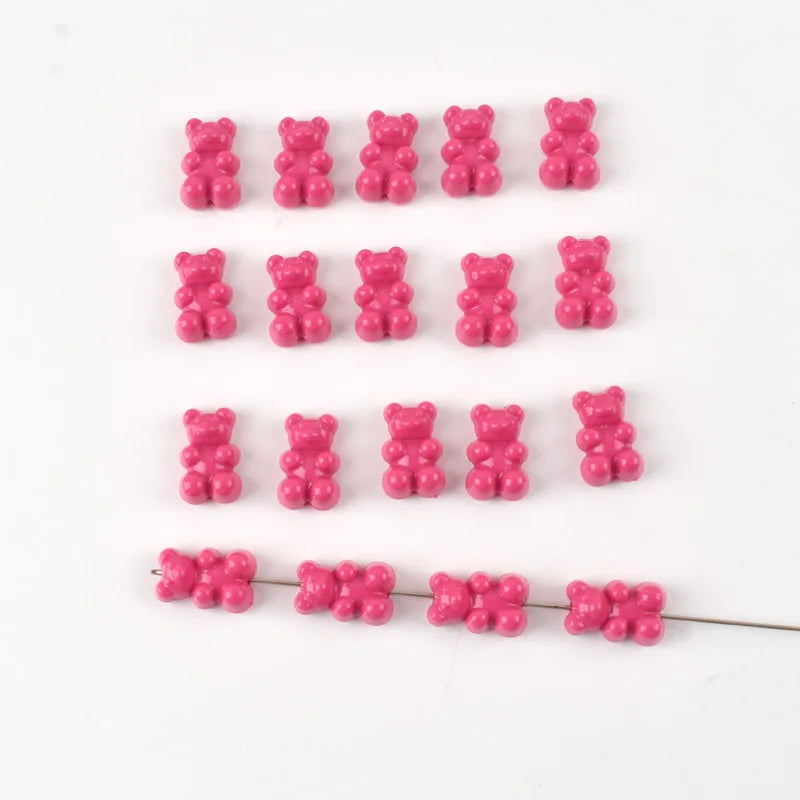 Single Bear Acrylic Beads for Jewelry Making, Vertical Hole