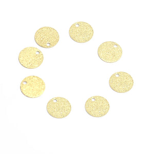 Brass Double-Sided Flash Sand Round Pendant DIY Material